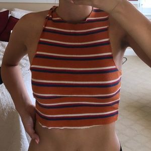 orange striped crop top
